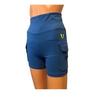 Firm Abs Blue Fitness Activewear Cargo Shorts Large